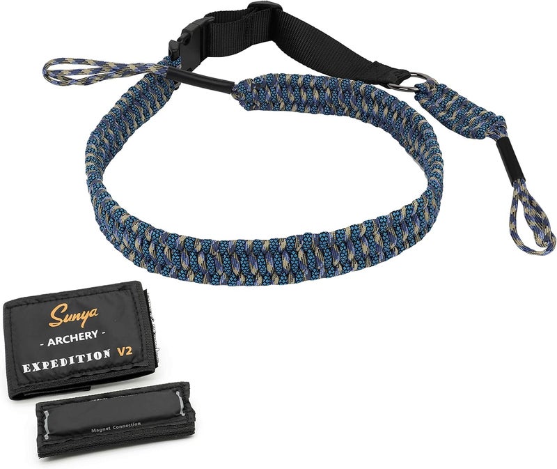 Sunya Paracord Compound Bow Sling with V2 Upgraded Magnetic Connection System. Lightweight Hands Free Shoulder Carrying Sling for Bow Hunting, Field Archery and 3D - Image 2
